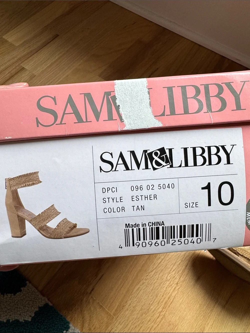 Sam & Libby Tan Woven Fringe Block Heel Sandals